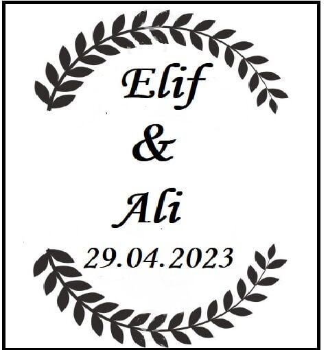 100 Adet 3 cm A 4 1 Yaprak Kare Kişiye Özel Şeffaf Kare Sticker (Etiket) Söz Nişan Düğün Kına