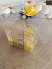 10 Adet Etiketli Kapaklı  Kare Mika Kutuda  Deniz Temalı Jel Mum  Hediyelik Mum KREM