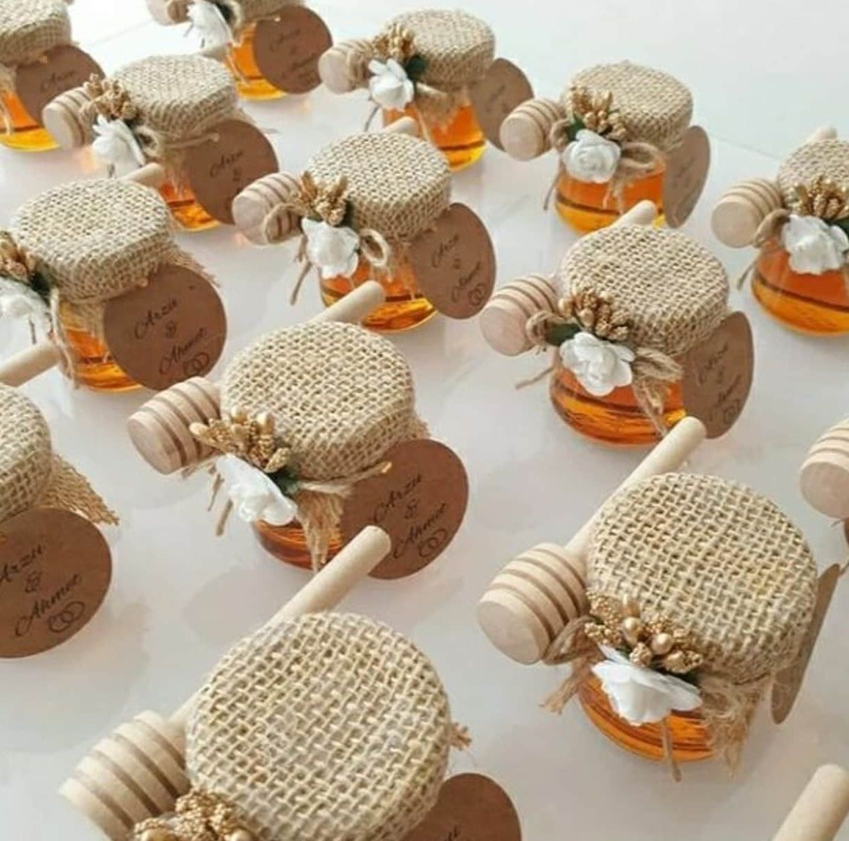 10 adet Hediyelik Bal Kaşıklı 28 cc Mini  Cam  Kavanozda  Söz, Nişan, Nikah, Doğum Günü Hediyeliği KREM