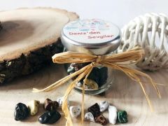 10 Adet Etiketli Cam  Mini Kavanozda  Çakıl Taşı Şekeri