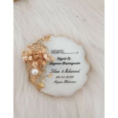 10 Adet Mıknatıslı Mağnet Epoksi Gold Beyaz Magnet  Söz Nişan Kına Hediyelik Nikah Şekeri Düğün Hediye