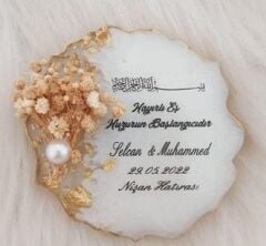 İncili 10 Adet Mıknatıslı Mağnet Epoksi Gold Beyaz Magnet Söz Nişan Kına Hediyelik Nikah Şekeri Düğün Hediye