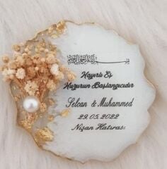 İncili 10 Adet Mıknatıslı Mağnet Epoksi Gold Beyaz Magnet Söz Nişan Kına Hediyelik Nikah Şekeri Düğün Hediye Mor