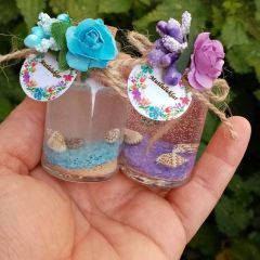 40 cc Etiketli Mantar Kapaklı Cam Şişede jel Mum Beyaz