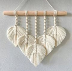 30 cm boy 30 cm en Yaprak ölçüsü 10 x 12cm  Makrome Yaprak Duvar Süsü