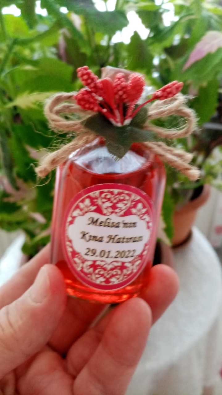 50 ml Mantar Kapaklı Çiçekli Cam Şişe Kolonya Oda Kokusu