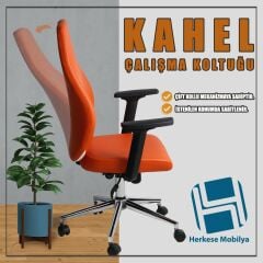 Kahel Deri Çalışma Koltuğu Ofis Koltuğu