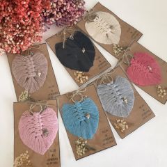 100 Adet Etiketli Jelatin Poşetli Yaprak  Model  Makrome Anahtarlık