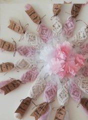 10 ADET Tüllü Etiketli  Baklava Dilimli Makrome Anahtarlık