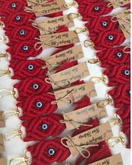 10 Adet Nazar Boncuklu Baklava Dilimli   Klipsi Makrome Anahtarlık KREM - etiket bilgisi