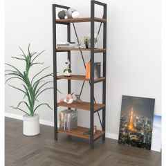 Bahar 5 Raflı Metal Kitaplık Ceviz