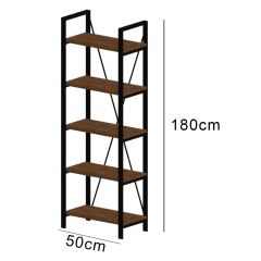 Bahar 5 Raflı Metal Kitaplık Ceviz