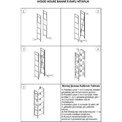 Bahar 5 Raflı Metal Kitaplık Ceviz