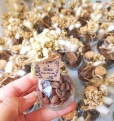 50 Adet Tombul Cam Şişede Kahve Çekirdeği