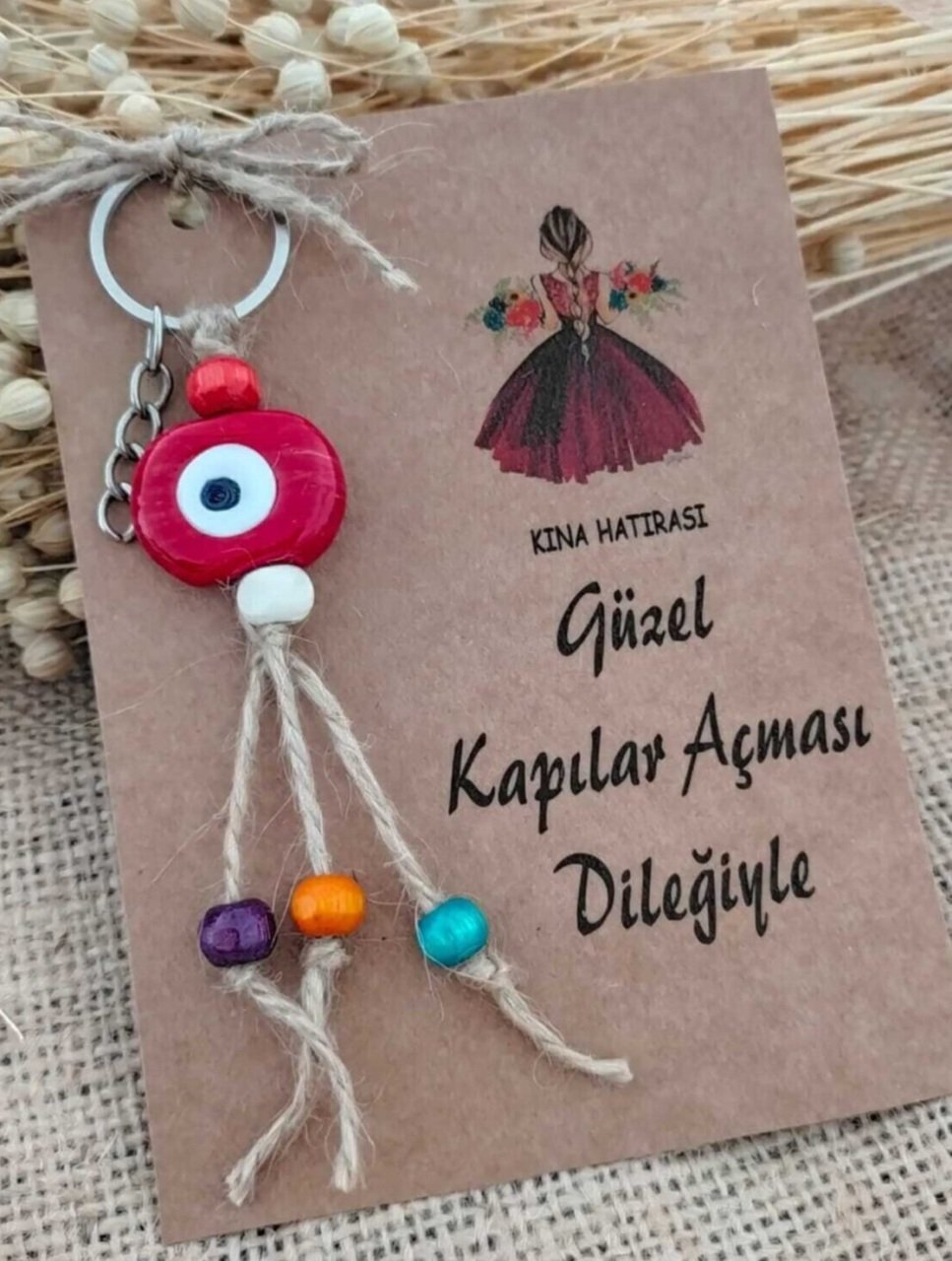 Nazar Boncuklu  100 Adet Klipsi Makrome Anahtarlık