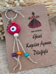 Nazar Boncuklu  100 Adet Klipsi Makrome Anahtarlık