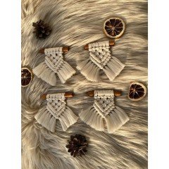 100 Adet  Mağnetli Tarçın Çubuklu Mıknatıslı Makrome Anahtarlık Söz Nişan Kına Nikah Şekeri