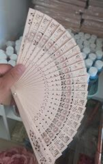 10 Adet Hediyelik Yelpaze Söz Nişan   Kına Gecesi Hediyelikleri Ahşap Yelpaze İsme Özel Yazı Yazılır KREM