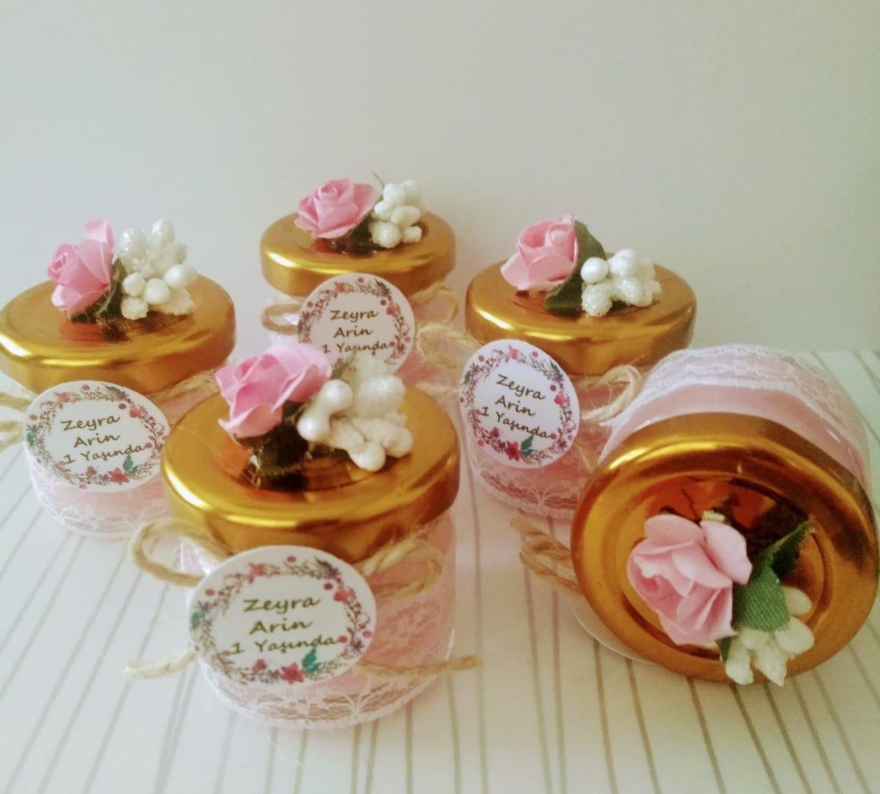 10 Adet  Dantelli 28 cc Cam Şişede  Kokulu Mum