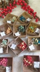 10 Adet Kutulu Gerçek Kurutulmuş Çipso Çiçekli  Kirve Yaka Çiçeği Kitli iğne Hediyeli