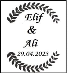 100 Adet 3 cm A 4 1 Yaprak Kare Kişiye Özel Şeffaf Kare Sticker (Etiket) Söz Nişan Düğün Kına