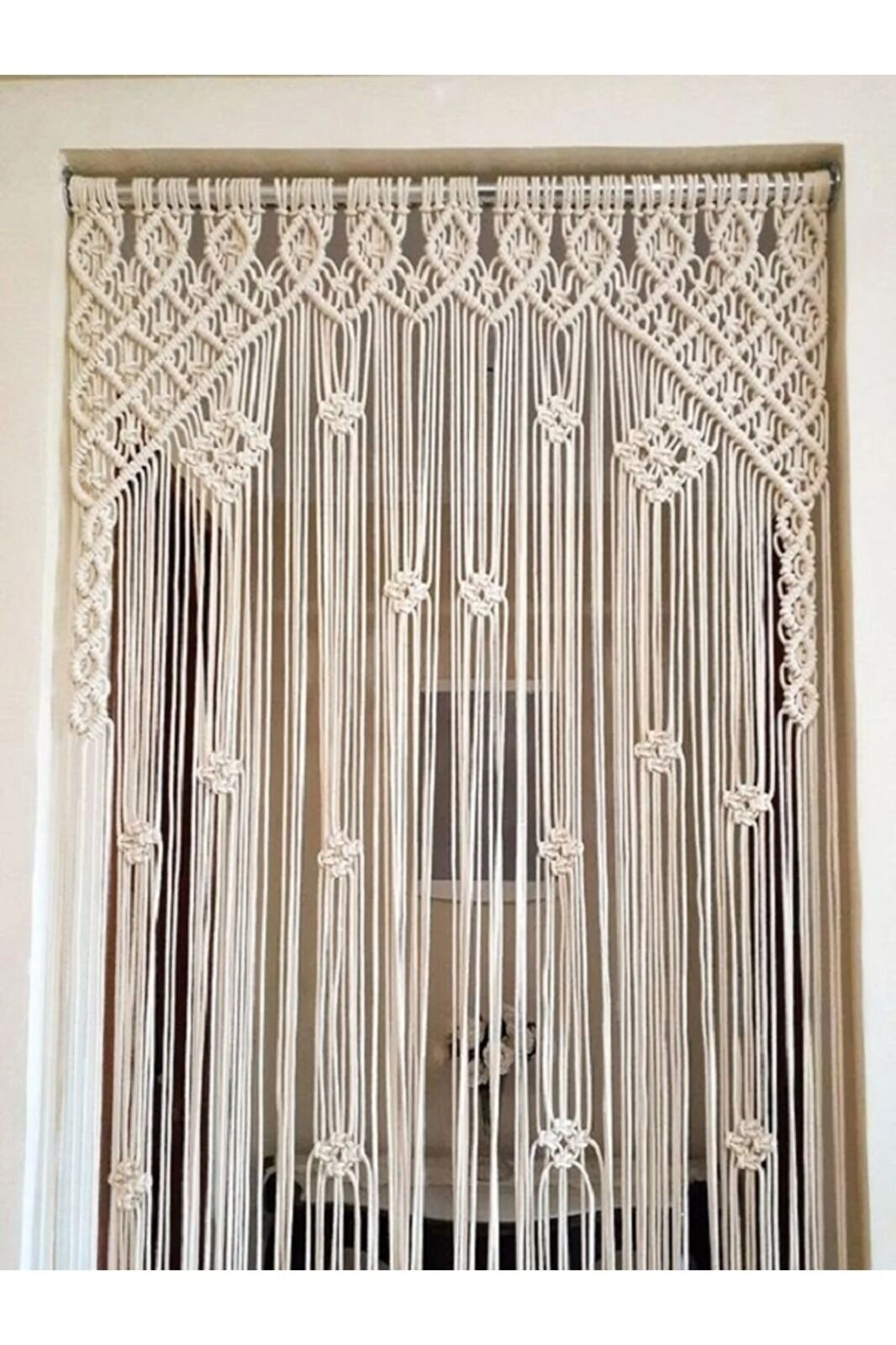 Makrome Tül Perde Rustik Ağaç Hediye Makrome Kapı Süsü Kapı Sinekliği Dekoratif Süs 150 x 200 cm