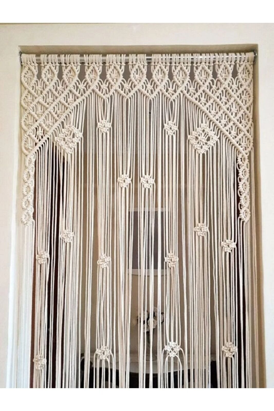 Makrome Tül Perde Rustik Ağaç Hediye Makrome Kapı Süsü Kapı Sinekliği Dekoratif Süs 150 x 200 cm