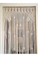 Makrome Tül Perde Rustik Ağaç Hediye Makrome Kapı Süsü Kapı Sinekliği Dekoratif Süs 150 x 200 cm