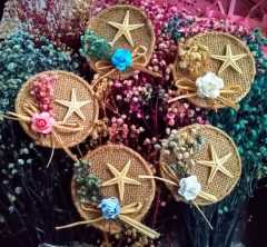 100 Adet Mıknatıs lı  Deniz Yıldızlı Hasır Magnet KREM