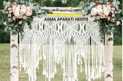 Makrome Organizasyon Gelin Damat Arka Fonu 200 x 200 Kargo Bizden KREM