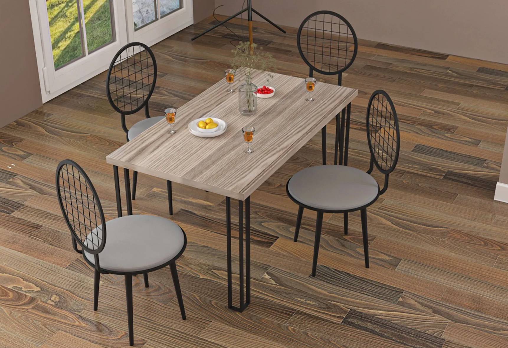 Özüm Masa Ve Sandalye Takımı Cordoba Gri 120X80