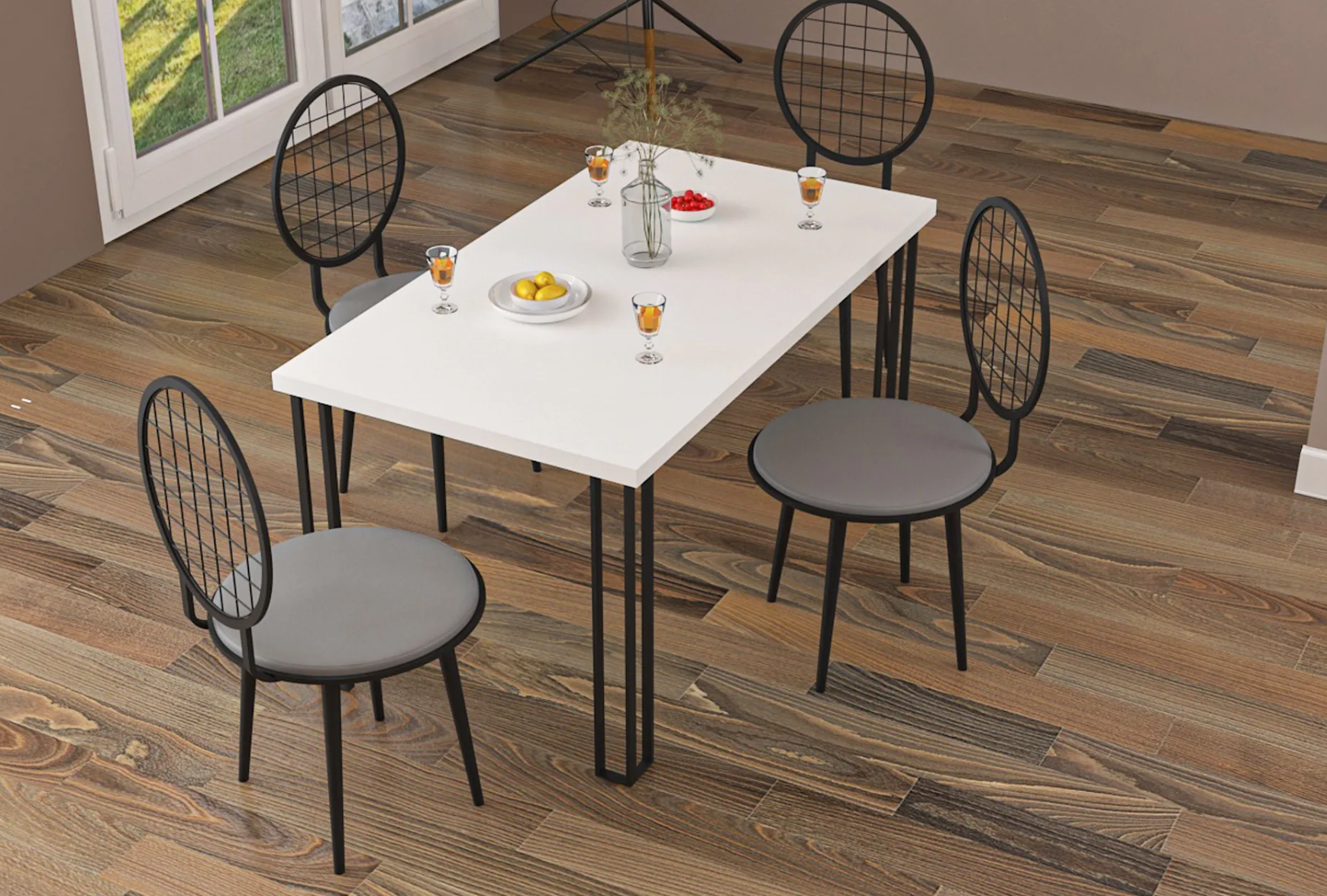 Özüm Masa Ve Sandalye Takımı Cordoba Gri 120X80
