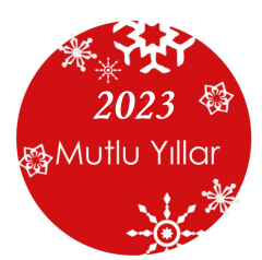 Mutlu Yıllar Sticker Etiket 3 x 3 cm  35 adet  Kişiye özel Yapışkanlı Etiket