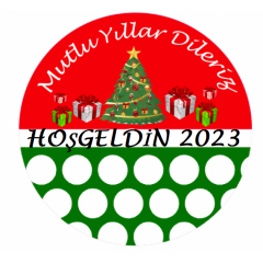 Mutlu Yıllar Sticker Etiket 3 x 3 cm  35 adet  Kişiye özel Yapışkanlı Etiket