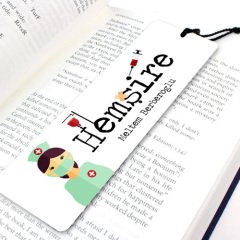 Çiçekli 4 x 14 cm Hediyelik Kişiye Özel Resimli Kitap Ayracı kitap ayracı davetiye