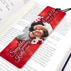 Çiçekli 4 x 14 cm Hediyelik Kişiye Özel Resimli Kitap Ayracı kitap ayracı davetiye