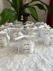 10 Adet Kutulu  Kişiye Özel  Bubble Mum Davet Hediyeliği