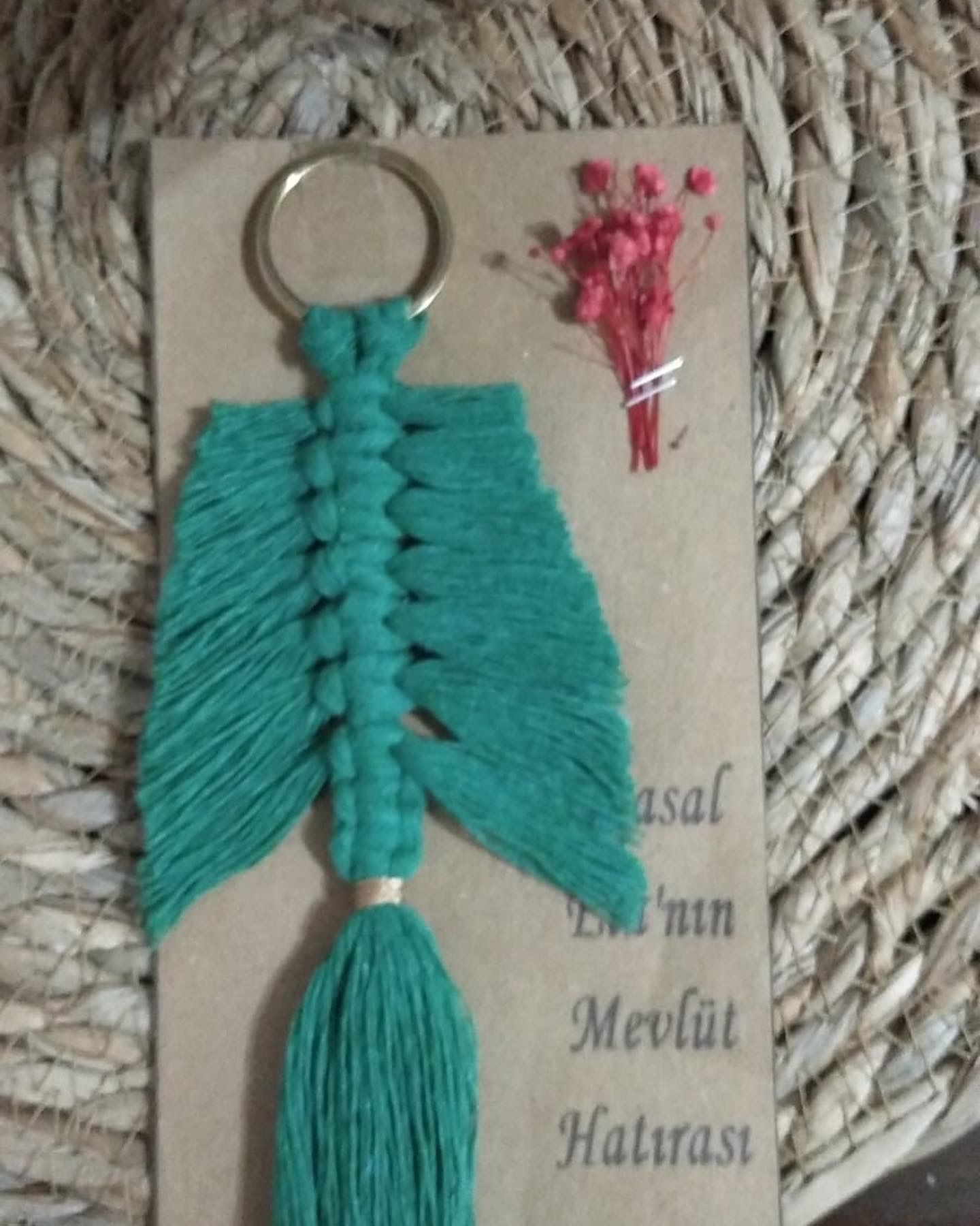 10 Adet Klipsi Makrome Anahtarlık Beyaz