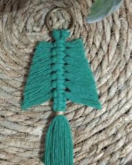 10 Adet Klipsi Makrome Anahtarlık Beyaz