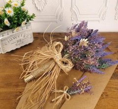 Gerçek Kurutulmuş Lavantalı Gelin Çiçeği  & Damat Yaka Çiçeği