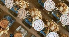 10 Adet Deniz Temalı Kurutulmuş Çiöekle Süslenmiş Jel Mum