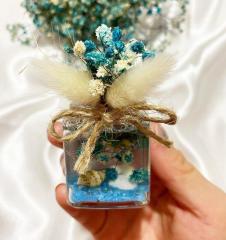 10 Adet Deniz Temalı Kurutulmuş Çiöekle Süslenmiş Jel Mum