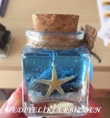 10 Adet Deniz Temalı Kurutulmuş Çiöekle Süslenmiş Jel Mum