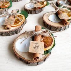 10 Adet Nikah Şekeri Portakallı ve Tarçınlı Kütük Mum