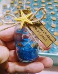 50 mm   Cam Şişede Mantar Kapaklı Deniz Kabuklu Deniz Yıldızlı el Mum