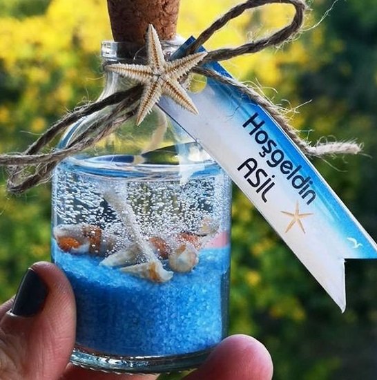 10 adet 50 ml   Cam Şişede Mantar Kapaklı Deniz Kabuklu Deniz Yıldızlı el Mum