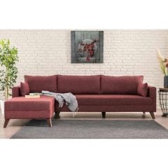 Bella Soft Köşe Koltuk Bordo Sol