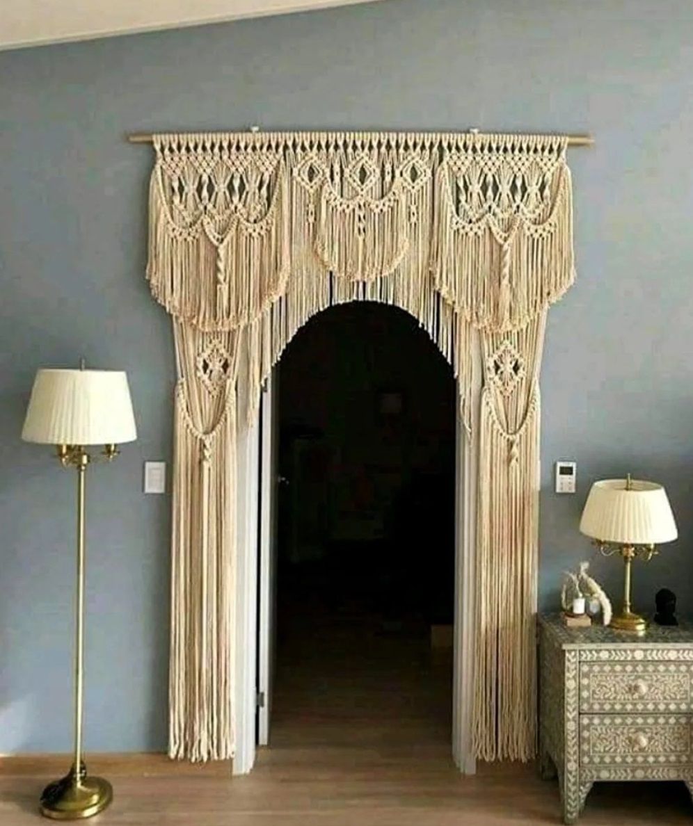 Makrome Perde Duvar Dekorasyon Duvar Süsü Organizasyon Perde 150 x 180 GRİ