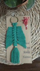 10 Adet  Klipsi Makrome  Yaprak Model Jelatin Poşette Anahtarlık Beyaz