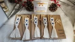 10 Adet Nazar Boncuklu  Klipsi Makrome  Yaprak  Model Jelatin Poşette Anahtarlık